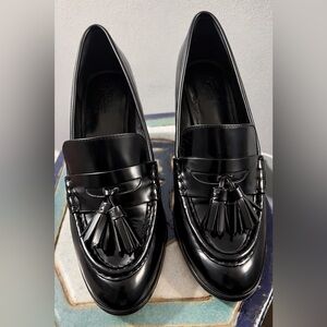 Vince Camuto Black Patent Tassel Loafers